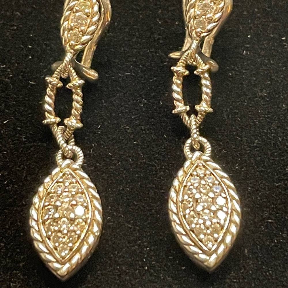 Judith Ripka 925 Sterling Silver and CZ - retired dangle earrings - Picture 6 of 6